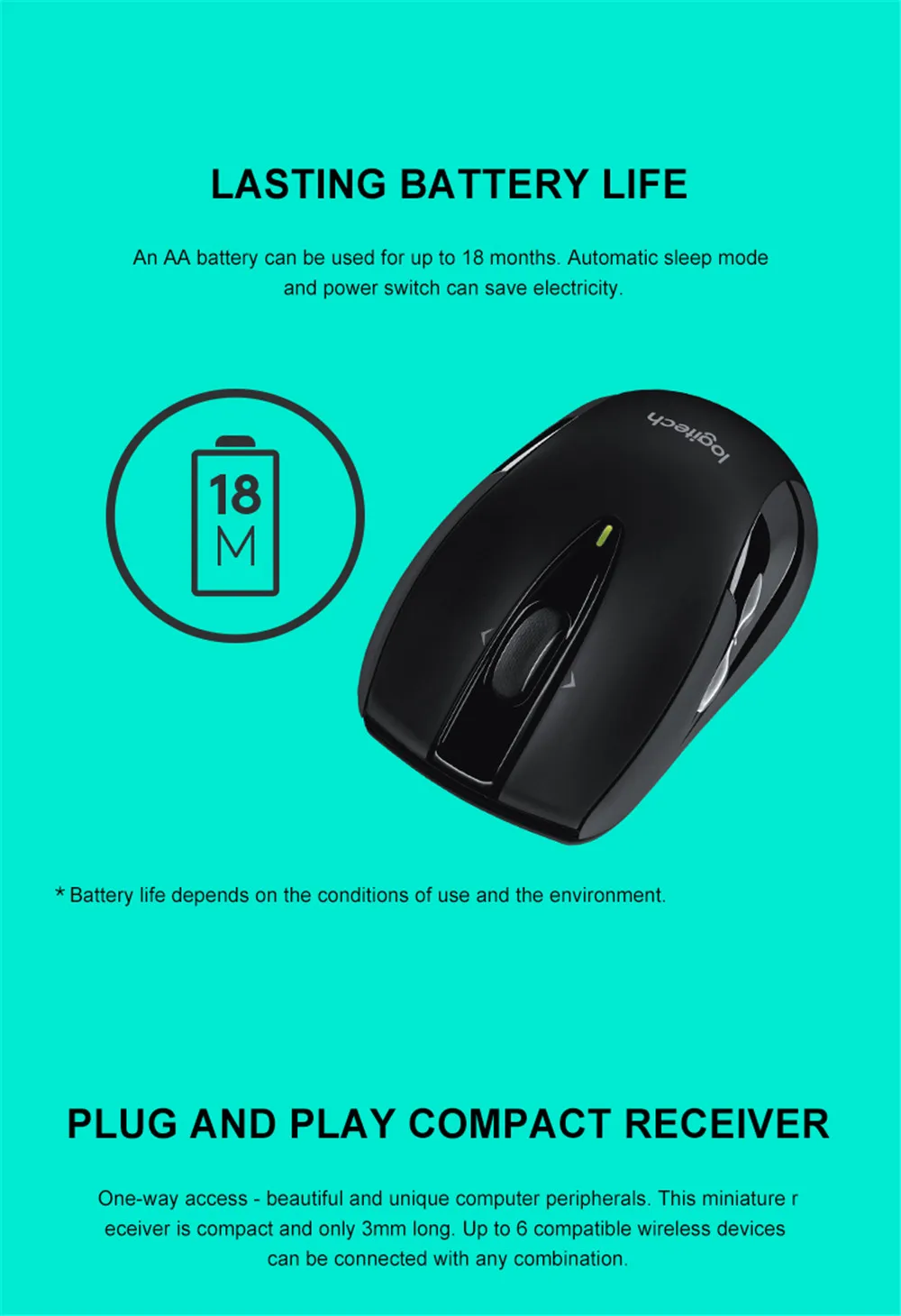 Беспроводная мышь logitech M545 2,4 ГГц для ПК, Офисная мышь для домашнего использования, беспроводные мыши