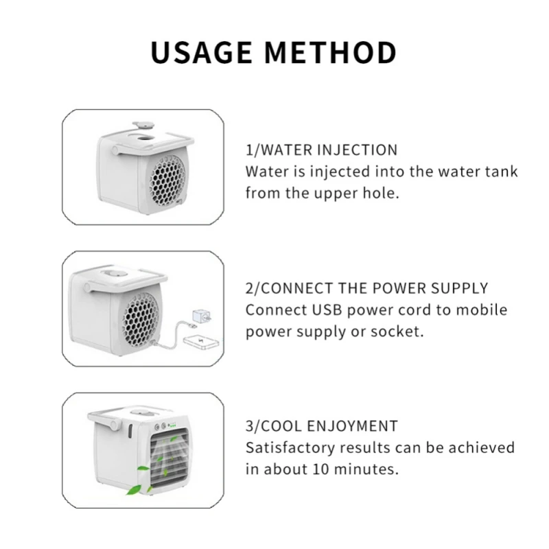 Портативный охладитель воздуха мини Размеры зарядка через usb Тихий рабочего кондиционер увлажняюший очиститель насос для вентилятора