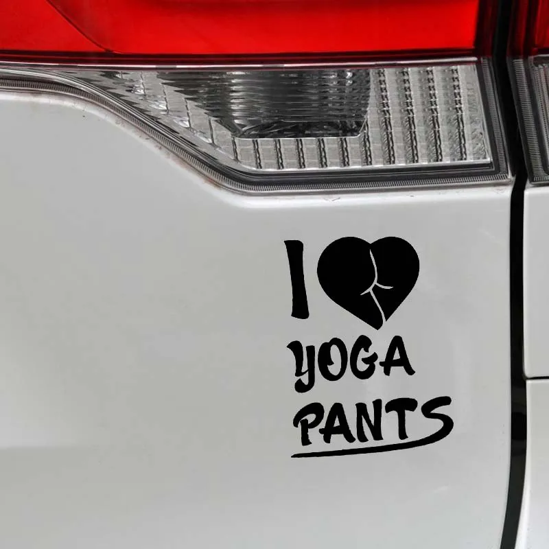 YJZT 10*13.2CM Words I Love Yoga Pants Sexy Black/Silver Fashion Design Car Sticker Vinyl Decal Zero Defect C20-0565
