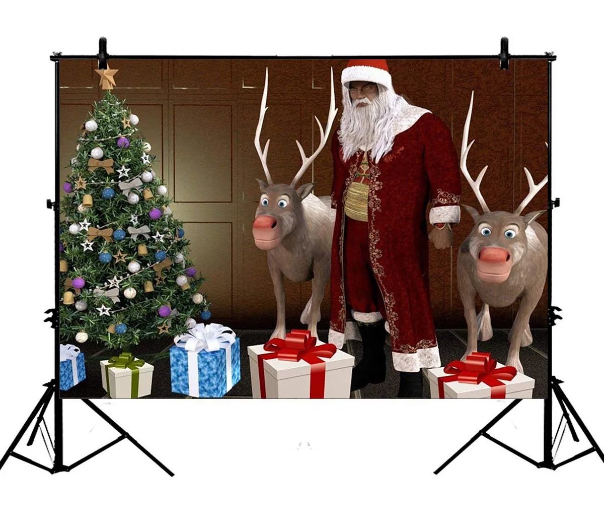 

5x7ft Christmas Snow Scene Santa Claus Merry Polyester Photo Background Portrait Backdrop