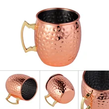 Newcomdigi Handgemachte Gehämmert Moscow Mule Becher Kupfer überzogene Messing Griff Tasse