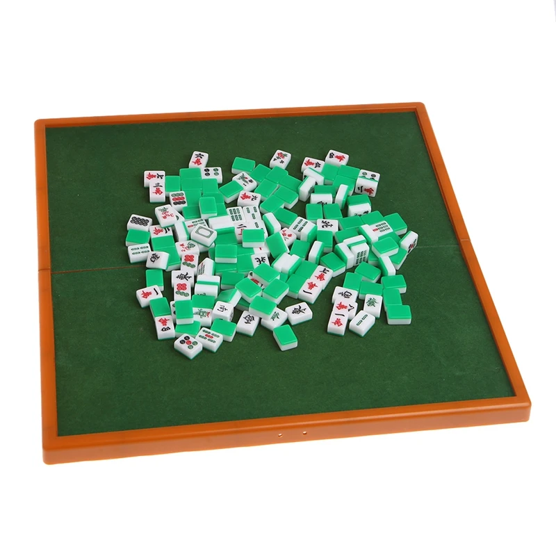 New Portable Chinese Mini Mahjong Set with Foldable Table Funny Family Board Game Indoor Table Game for Travelling Entertainment