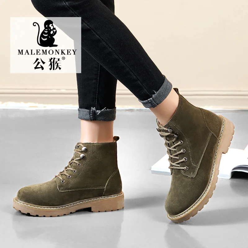 

Women's Female Boots Shoes Spring Autumn Winter Boots Women Genuine Leather Lace Up Shoes Punk Plus Riding Equestr