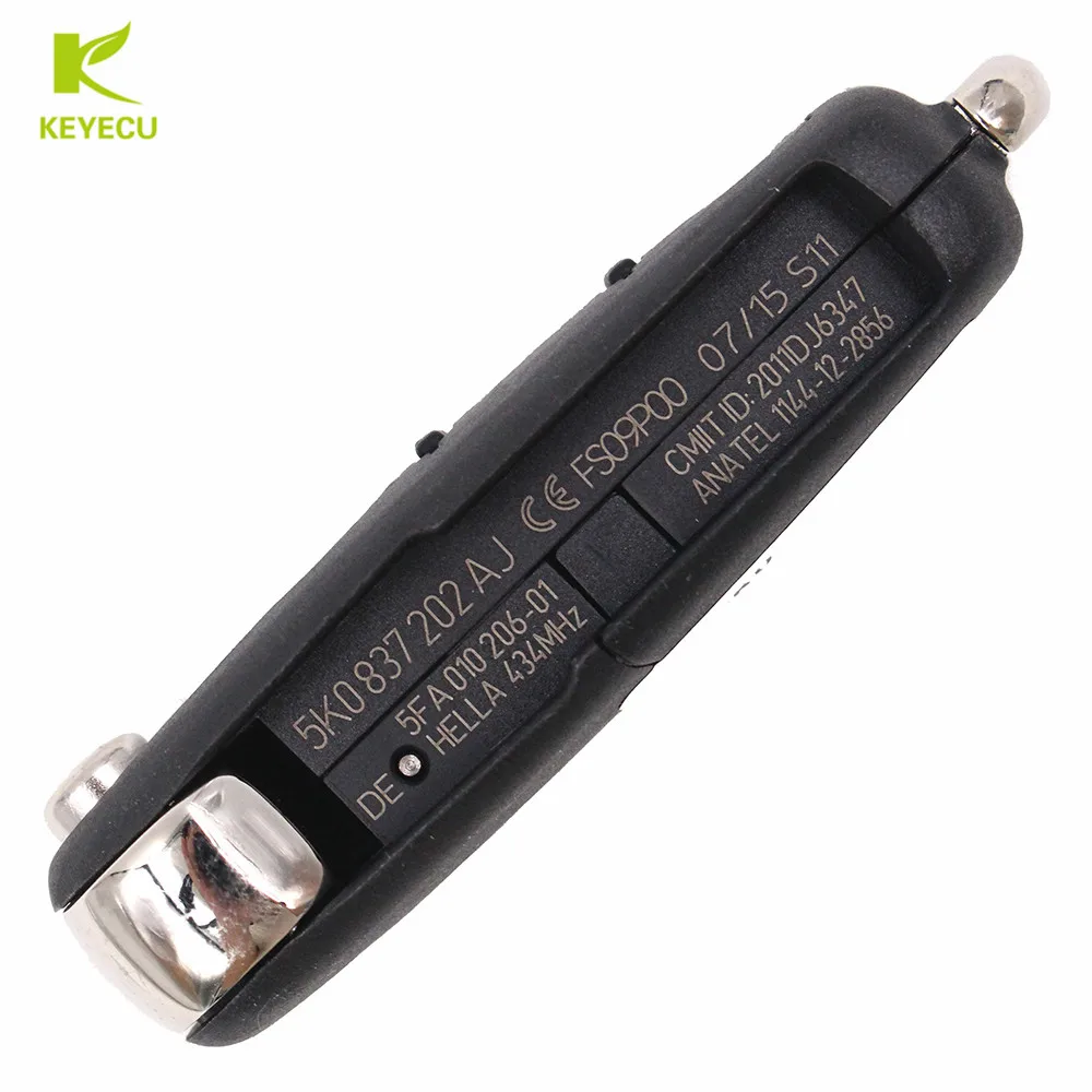 Флип накопитель KEYECU с 3 кнопками 434 МГц ID48 5K0 837 202 AJ для Volkswagen Beetle Golf Jetta Polo Passat Tiguan