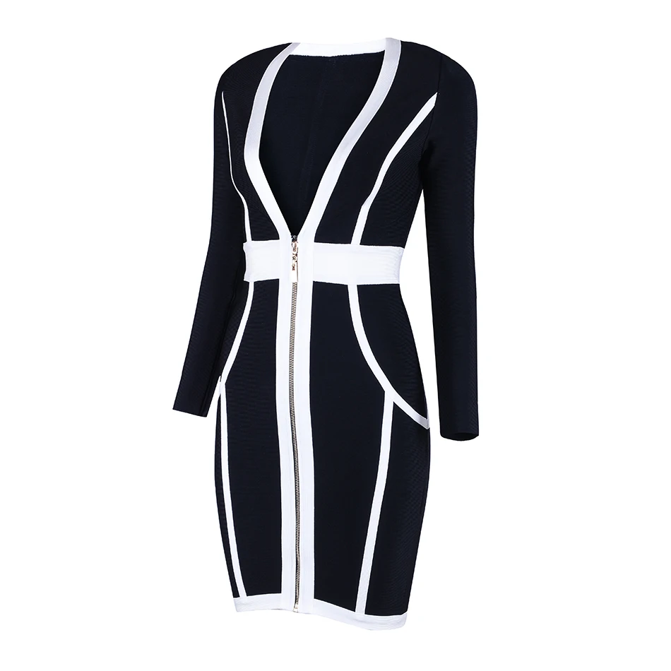 2017-Newest-Winter-Bandage-Dress-Women-Celebrity-Party-Long-Sleeve-V-Neck-Sexy-Night-Out-Dress (3)