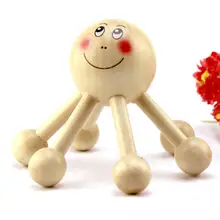 Смайлик лицо мини шесть ног Деревянный Массажер портативный антицеллюлитный ролик для кожи головы