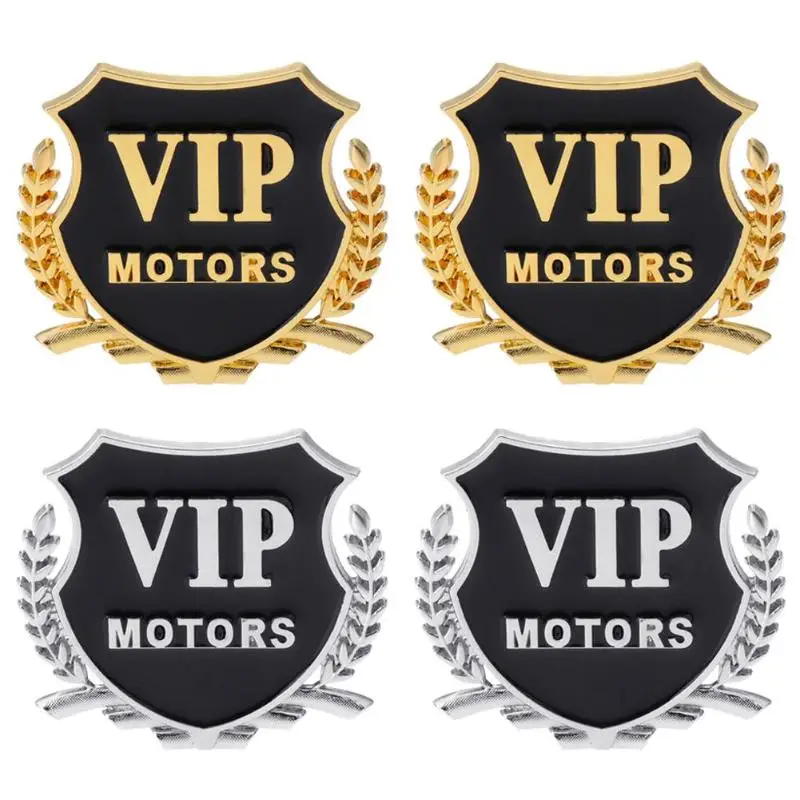 2Pcs New Style Car Sticker VIP MOTORS Metal Car Chrome Emblem Badge