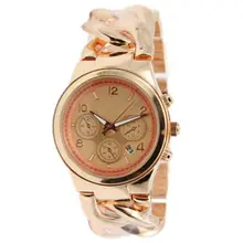 TADA Brand Mens Fashion Alloy Metal Gift Reloj montre homme GOLD military watch New Chain fashion