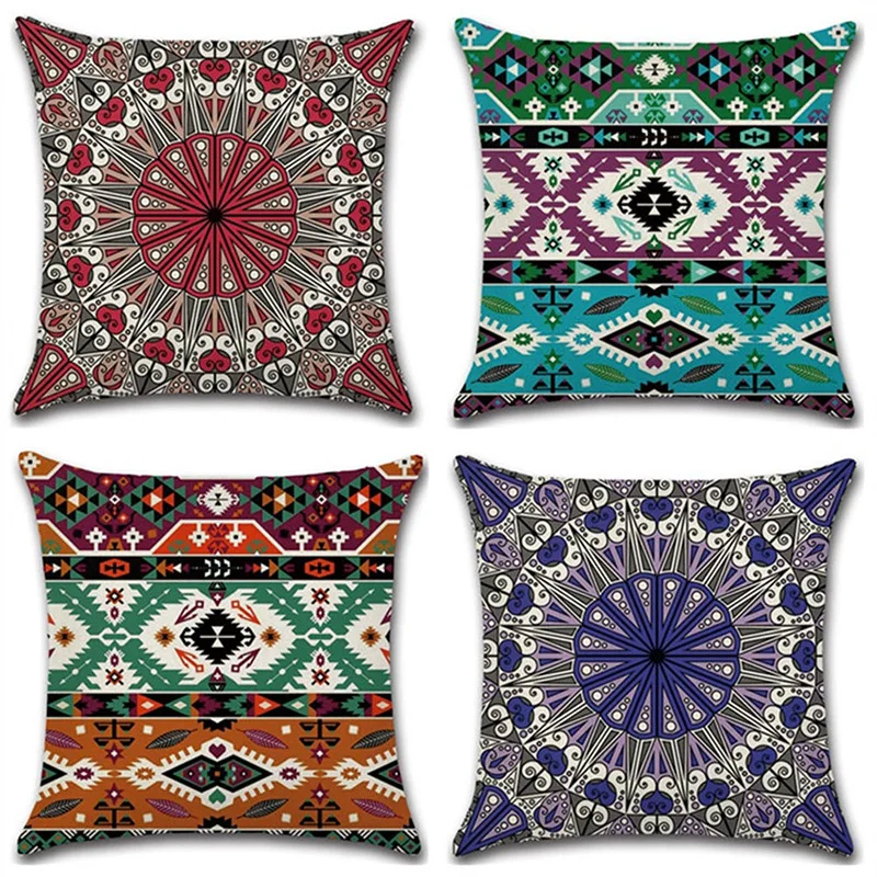 

2PC Cotton And Linen Mandala Series Pillowcase For Ethnic Style Theme Dakimakura Cover Household Dust-proof Hug Pillow Covers