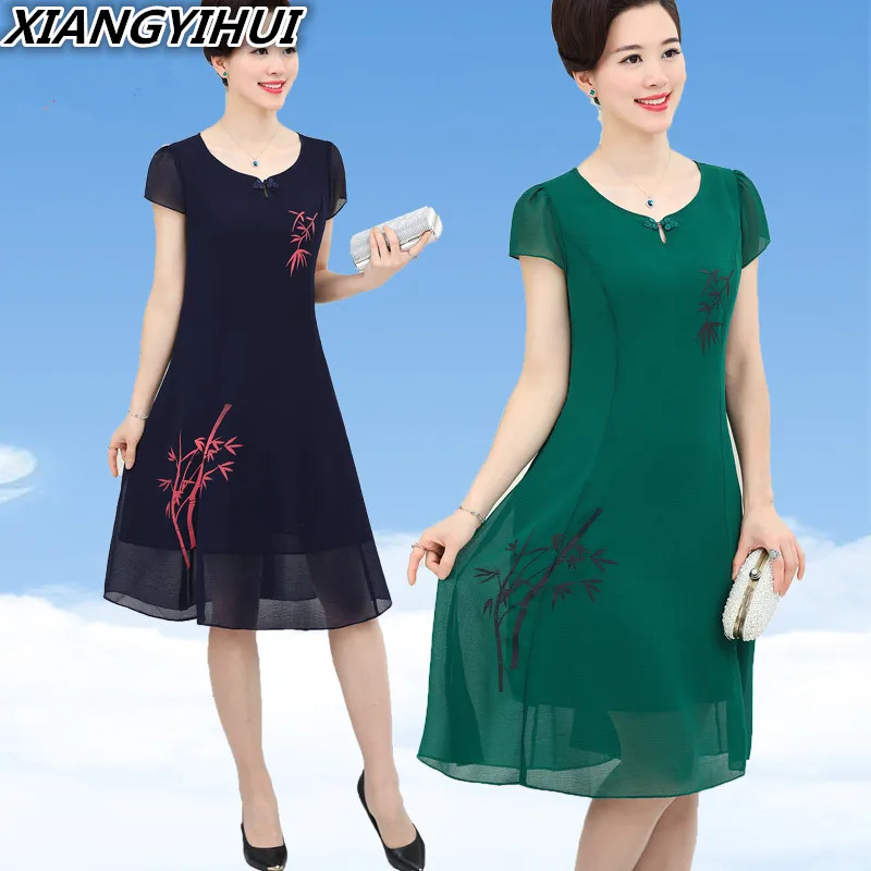

2018 Women's Floral Print Vintage Dress Plus Size Sweet Lady Short Sleeve O Neck Casual Summer Chiffon Vestidos XL-5XL dresses