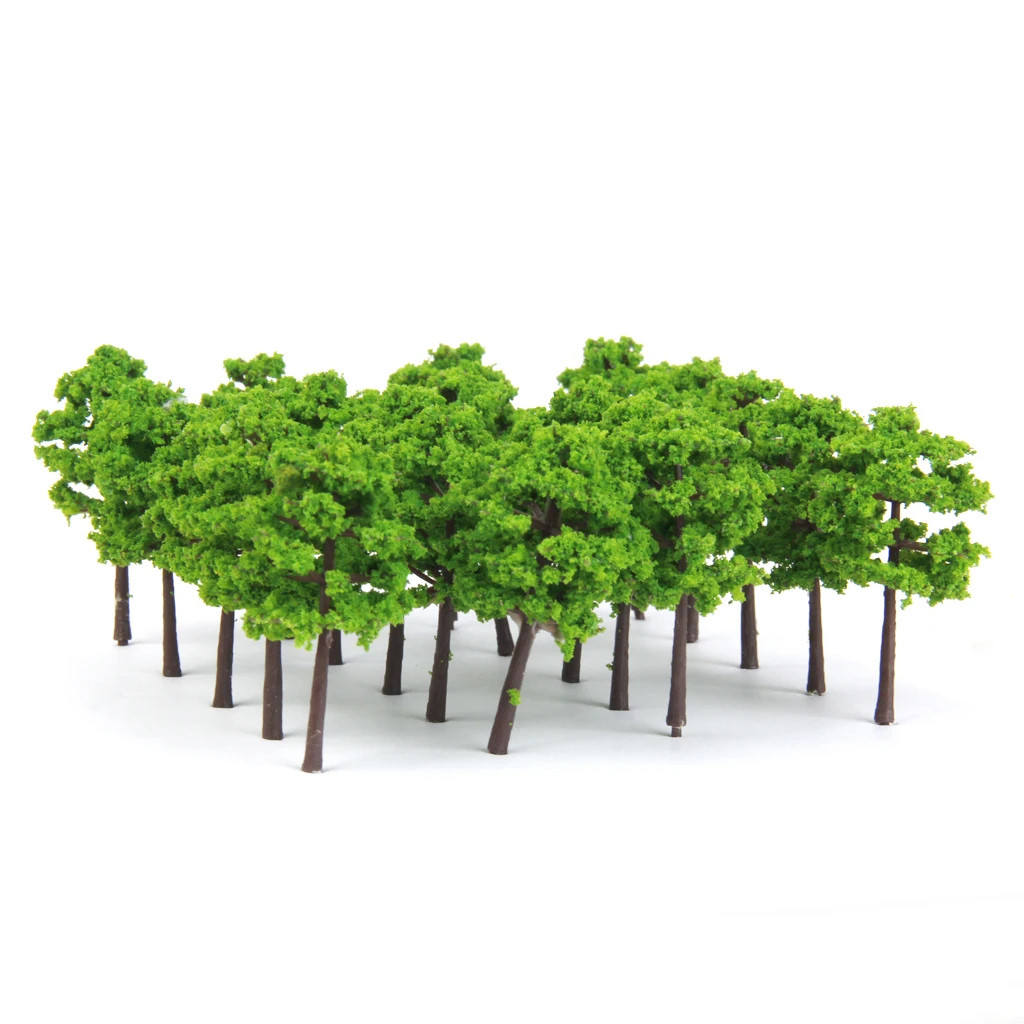 80Pcs 5cm Height Green Tree Models for RR Railway Diorama Park Garden Scenery Building Accessory