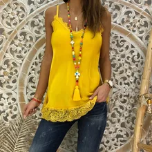 Укороченный топ на бретельках, кружевные лоскутные топики с v-образным вырезом, летние модные топы без рукавов, женская рубашка, топики на бретелях, сексуальный жилет, женская блуза