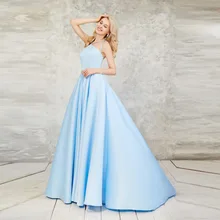 Sky Blue Open Back A line Abendkleider 2017 Spaghetti perlen gürtel Abendkleider Kleider Für Besondere Anlässe Weg der schulter kleid