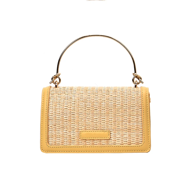 

Popular Summer Bag Handwoven Straw Mini Bag Luxury Women Elegant Handbags White Fashion Ladies Meeting Small Handbag 2019 New