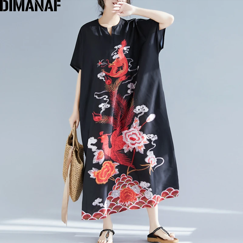 

DIMANAF Plus Size Women Maxi Dress Chiffon Print Summer Sundress Big Size Female Elegant Vestidos Loose Vintage Lady Dress 6XL
