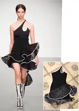 High Quality Black One Shoulder Ball Gown Rayon Bandage Dress Evening Party Elegant Dress Z-72