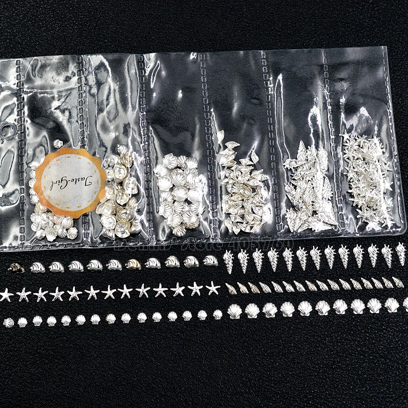 1 حزمة مزيج الأشكال 3D الفضة جميلة البحر نجم البحر قذيفة محارة الحلزون مصدات معدنية مسمار الفن الأحجار الكريمة زينة DIY صالون 25 #