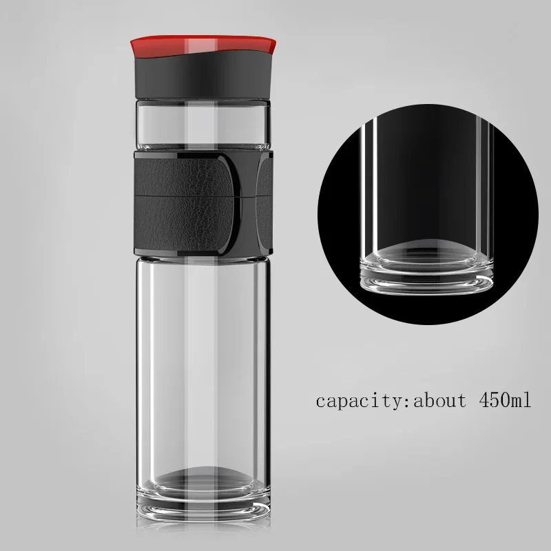 Необычный, прозрачный стеклянный двойной стакан для воды для мужчин открытый фильтр для воды для чая отдельная прямая бутылка легко носить с собой на день рождения подарки - Цвет: E