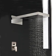 Матовый никель 2" водопад Дождь душ кран Одной ручкой Клапан смесителя