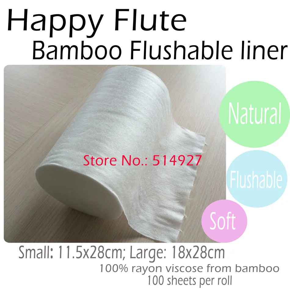 

HappyFlute 100% Biodegradable & Flushable nappy liners cloth diaper liners,1 roll free shipping