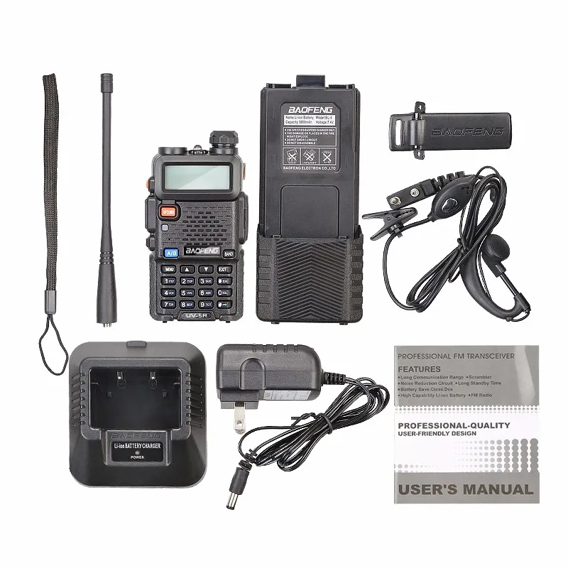 2 шт./лот BAOFENG UV-5R Dual Band 5 Вт двухканальные рации с длинными батарея бесплатная наушники