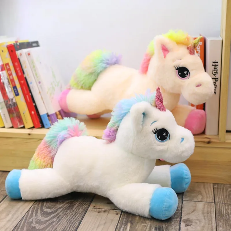 40cm 60cm 80cm Rainbow Unicorn Plush Toys Kawaii Kids Toys Stuffed Cartoon Animal Baby Doll Children Christmas Birthday Gift new 1pc 60cm 80cm kawaii raccoon bear plush toys stuffed bear animals doll for baby children birthday gift home decor