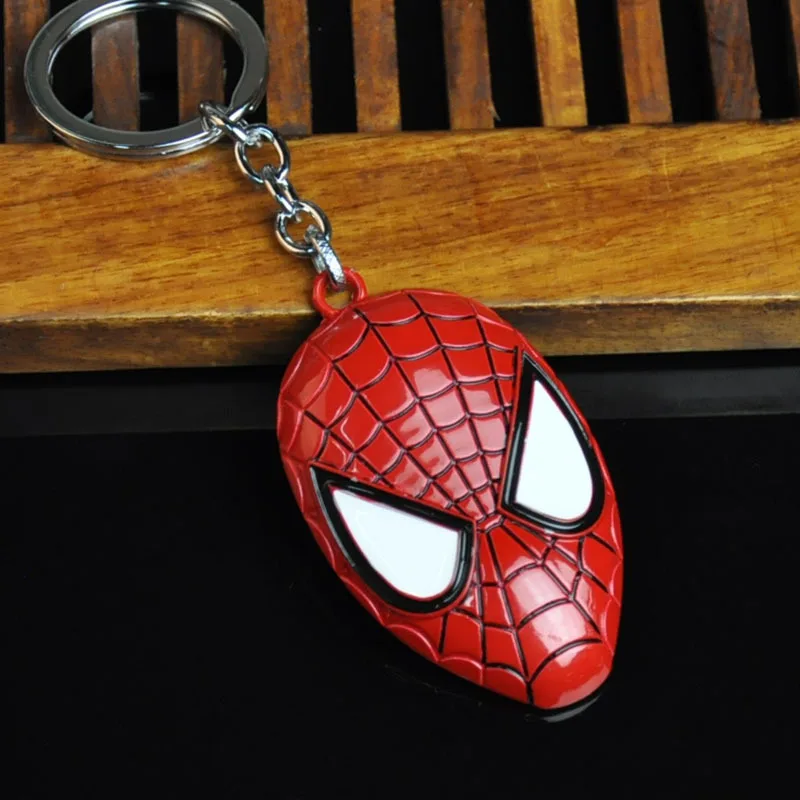 

Hot Metal Marvel Avengers Spiderman Mask Keychain Cartoon Figure Superhero Spider Man Pendant Key Chain Key Ring Trinket Gift