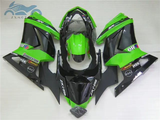 Kits de carenagem personalizados para kawasaki ninja 250 1994-2007 zx 250r abs conjunto de carenagens de motocicleta esportiva ex250 08-14 verde e preta 3