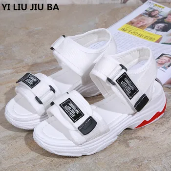 

Women Summer Shoes 2019 Sandals Platform Wedges Thick Heel low heel Sandals superfine fiber Sandals Lady Platform Sandals **762