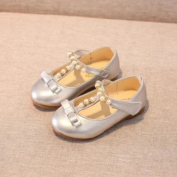 

HaoChengJiaDe Girls White Dress Shoes Fashion Shoes PU Leather Korean Students 2 Color Baby Party Shoes For Children Soft