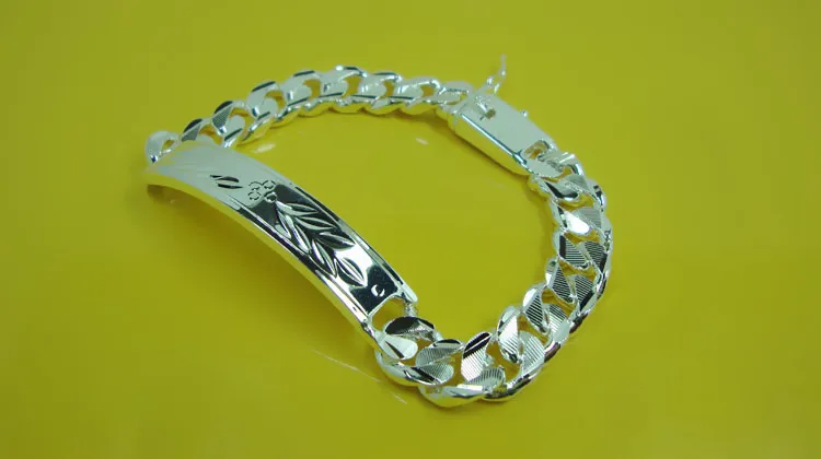 Модный браслет из стерлингового серебра 925 пробы для мужчин, мужской крутой браслет в стиле рок, панк, цельное серебро, 10 мм, 20 см, браслет, ювелирное изделие