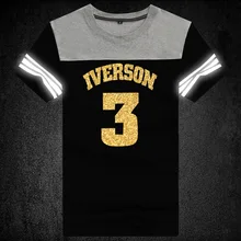 NO.3 блестящие печатных баскетбольный Свитшот летние подростковые рубашки свободные спортивные штаны Большие размеры Круглый воротник баскетбольный Свитшот