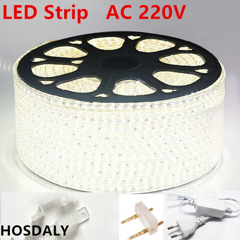 

AC220V led strip light 3014 120led/m waterproof IP65 led tape with power plug1m3m5m50m100m led rope ribbon white blue led lamp