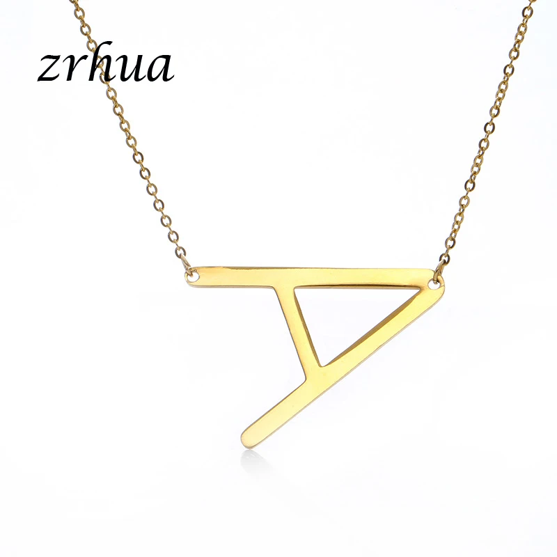 ZRHUA Gold A-Z large Initial Letters Alphabet Stylish Charm Big Letter Script Name Pendant Monogram Necklace for Women Gift | Украшения и