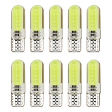 10 шт. T10 W5W светодиодный интерьер автомобиля светильник силикагель COB габаритная лампа 12V 194 501 клиновидные боковые парковочная лампа canbus Авто Стайлинг