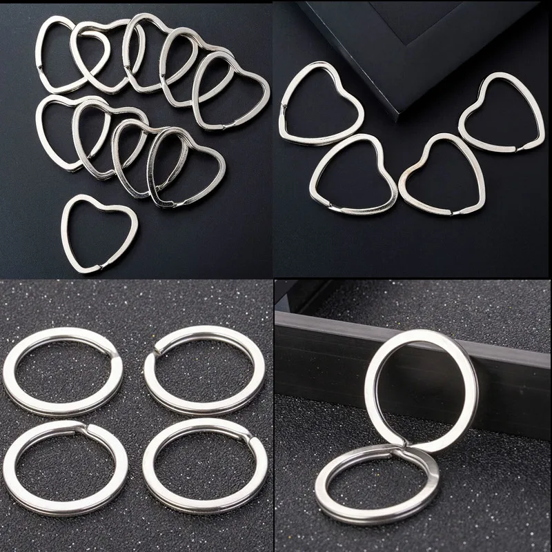 

10pcs Heart KeyRing Kay Chain 30mm Round Split Key Rings Keychain Delicate Hasps