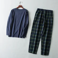 Новая Пижама для мужчин, Весенняя и осенняя хлопковая одежда для сна с длинным рукавом, мужской пижамный комплект