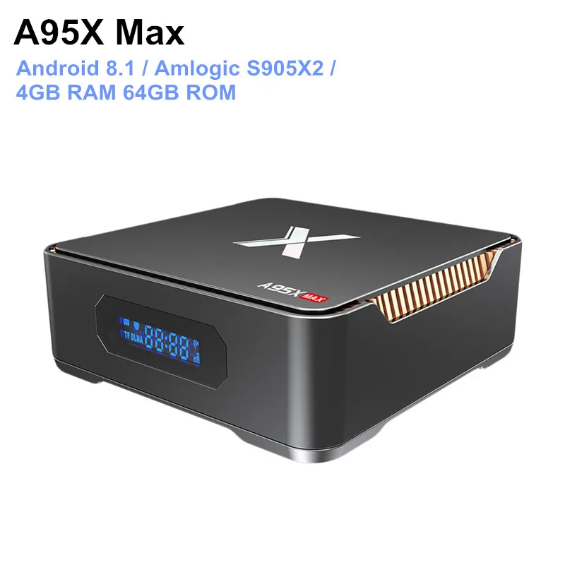 

A95X Max Android 8.1 Smart TV Box Amlogic S905X2 4GB RAM 64GB ROM 1000Mbps Set Top Box Bluetooth 4.2 Media Player 4K 64Bit Box