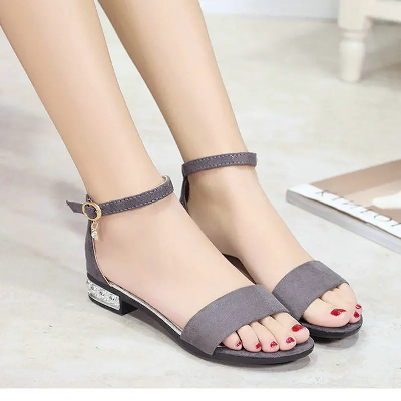 Women's Sandals 2019 New Summer Shoes Women Sandals Flip Flops Rome Slip-On Rhinestone Buckle Flat Sandals Fashion Femme Shoes
