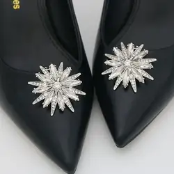 1 пара, модная женская обувь, с пряжкой, тренд, инкрустированный цветок из хрусталя для туфель, простое дикое съемное украшение для обуви с