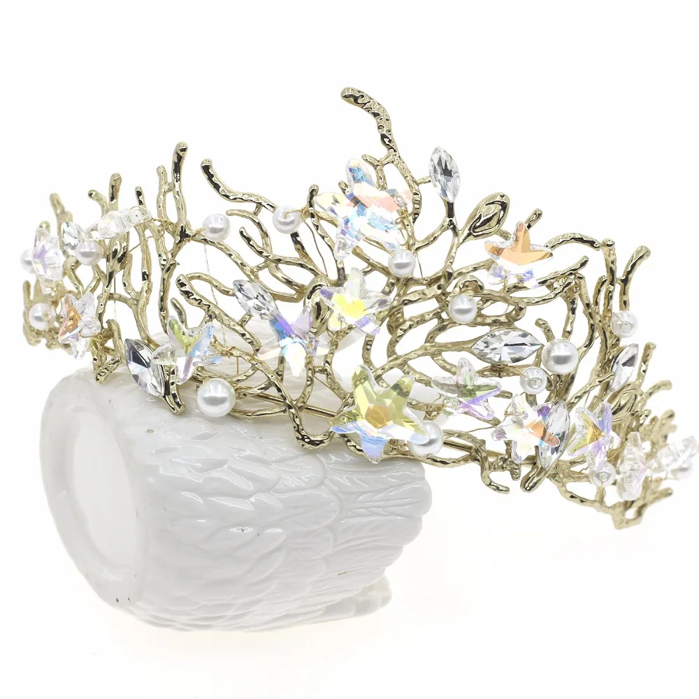 

Bridal Crown Flower Bride Hair European Styles Hair Crystal Tiaras and Crowns For Bride Wedding Women Hair Accessories