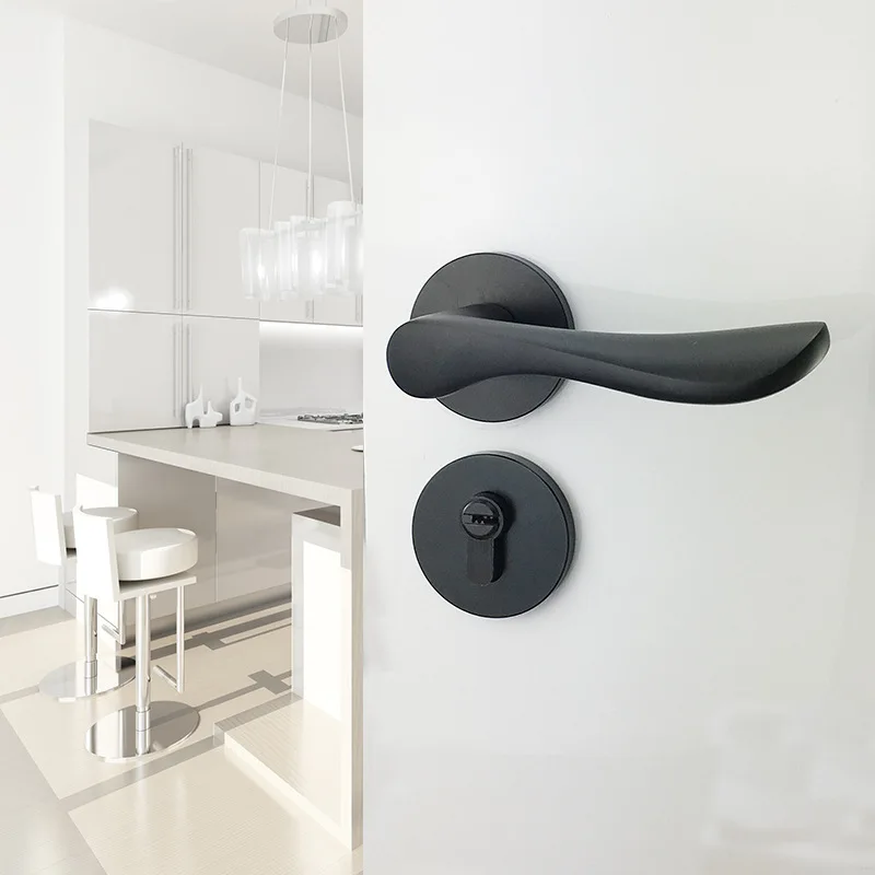 

2018 Cadeado Padlock Bedroom Door Lock, European Solid Wood General Purpose Split Mute Black And White Space Aluminum Lock.