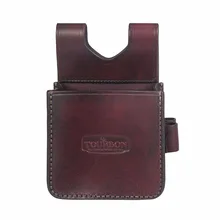 Tourbon Shotgun Shooting Shells Pouch Rifle Cartridges Leather Bag Case with Two 12GA Holders Hunting Gun Accessories