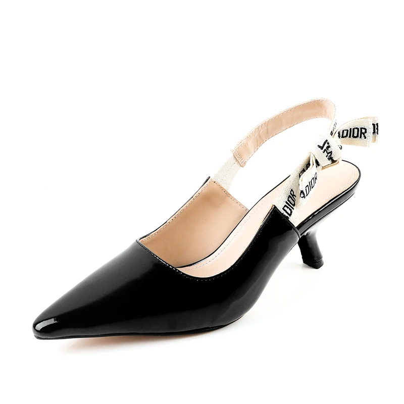 

Famous brand 2017 banquet shoes with pointed high heels fine with ballet straps English letters leak with high heels wholesale