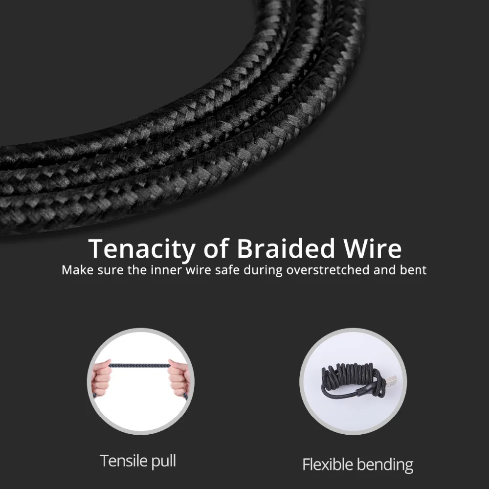 Нейлоновый Micro USB кабель FONKEN 2 4 А быстрое зарядное устройство для передачи данных