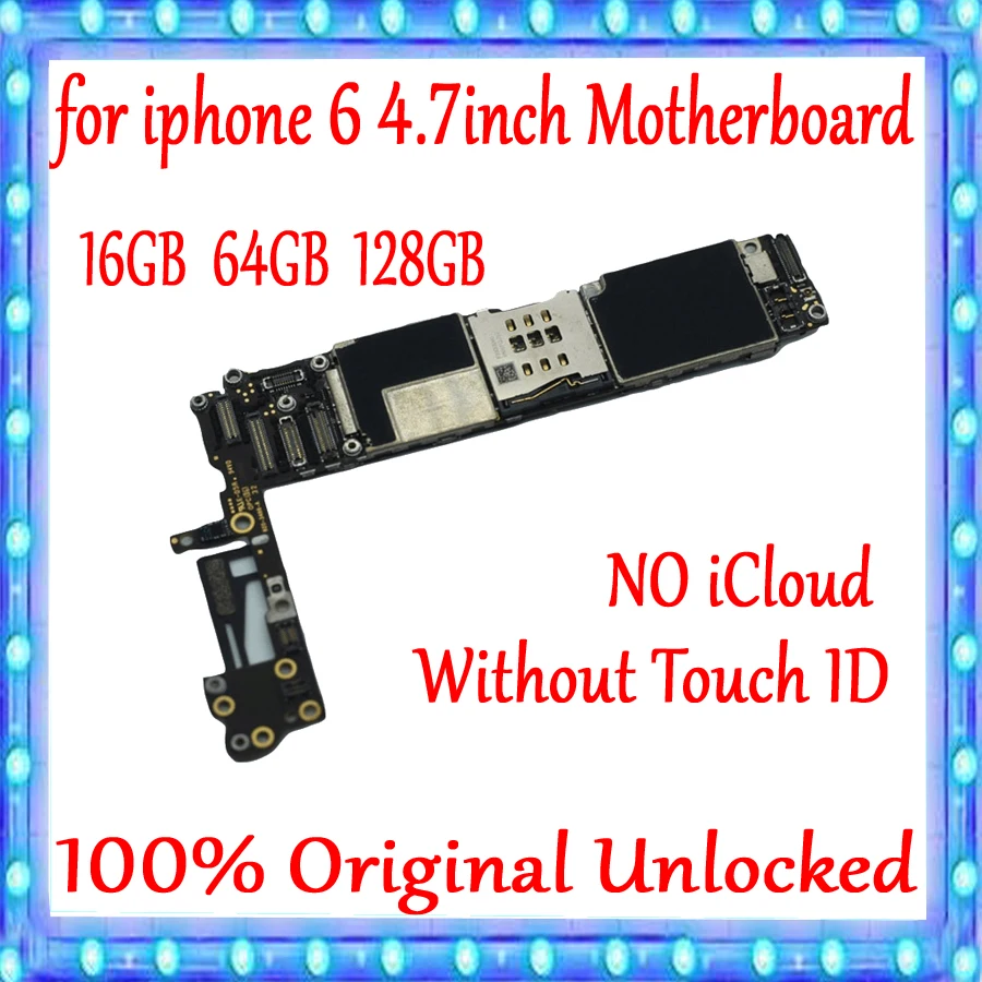 

Original unlocked for iPhone 6 4.7inch Motherboard without Touch ID,with IOS System for iphone 6 Logic board 16gb 64gb 128g