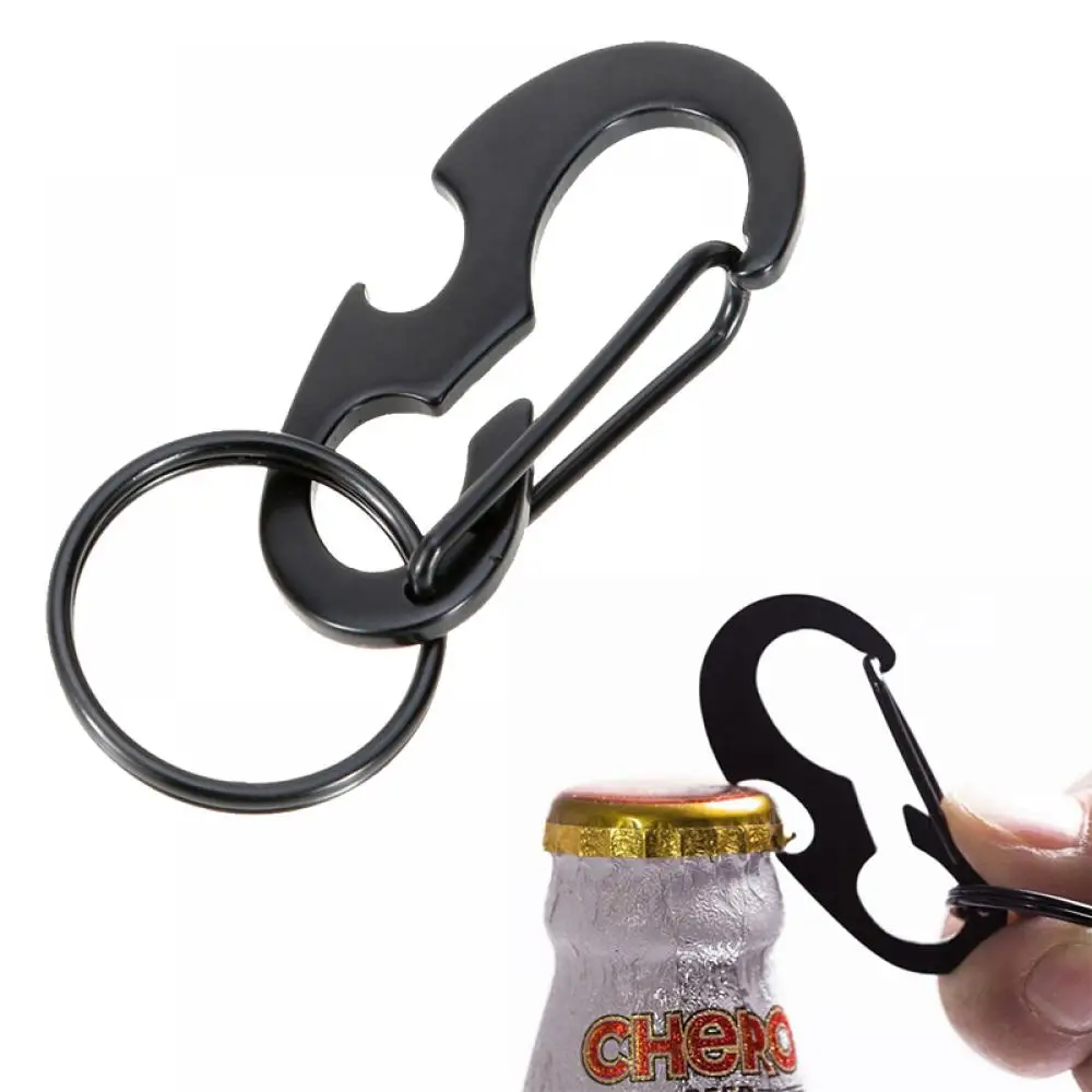 

Multi Functional Black D-ring Carabiner Beer Bottle Opener Key Chain Opener
