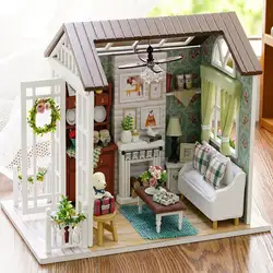 Рождественский подарок 3D деревянная кукла для дома гостиной с балконной мебели DIY миниатюрный комплект игрушки пылезащитный чехол