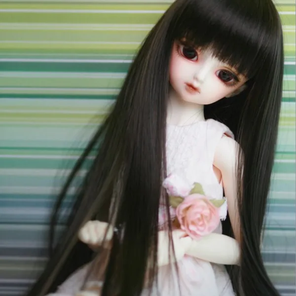 Модный стиль 1/6 Bjd парик высокая температура длинный прямой черный MSD SD для BJD