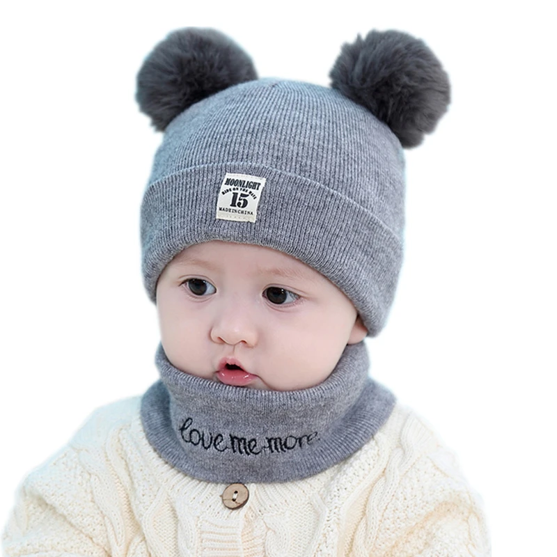 Baby Kids Fur Pom Bobble Cap New Boys Girl Warm Knit Beanie Hat Xmas Gift 